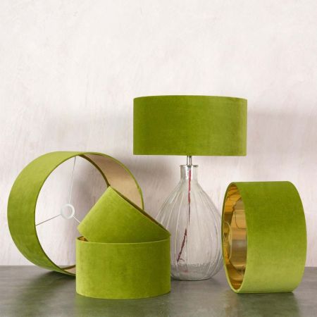 Pistachio Green Velvet Lamp Shades
