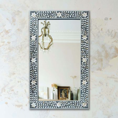Mandir Grey Mother Of Pearl Inlay, Mother Of Pearl Mirrors Uk