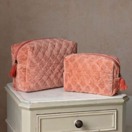 Pink Paisley Velvet Wash Bags