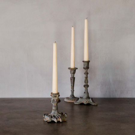 Green Antiqued Candle Holders
