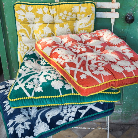 Manaus Hand-Embroidered Velvet Seat Pads