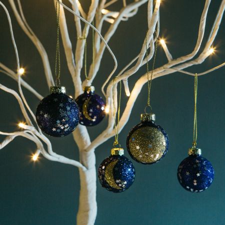 Set of Five Moon and Stars Bauble