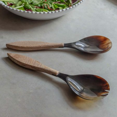 Horn and Wood Salad Servers