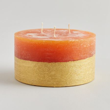 Orange and Cinnamon Large Gold Dipped Candle