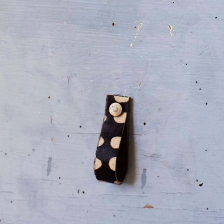 Printed Cow Leather Drawer Pull - Thumbnail