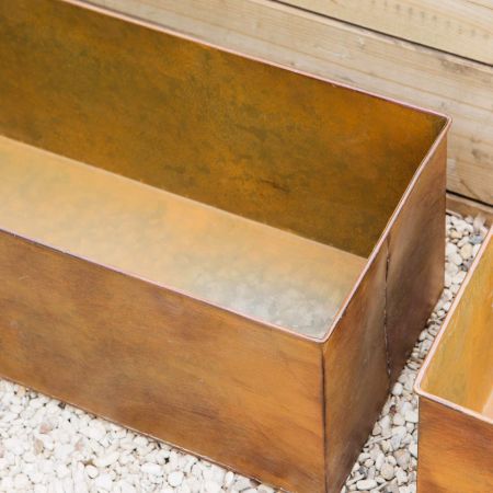 Set of Two Rust Window Boxes