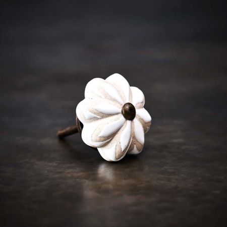 Ceramic And White Glaze Flower knob