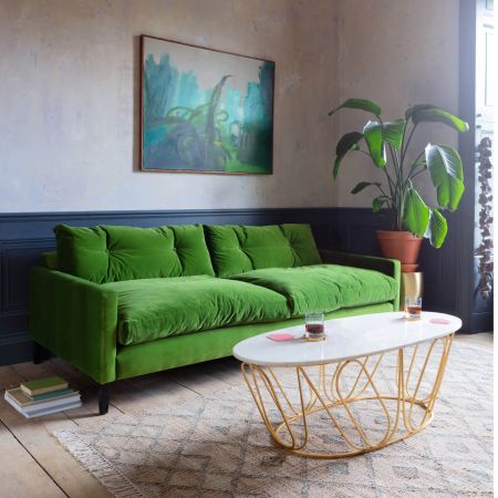 Kasper Grass Green Velvet Sofa