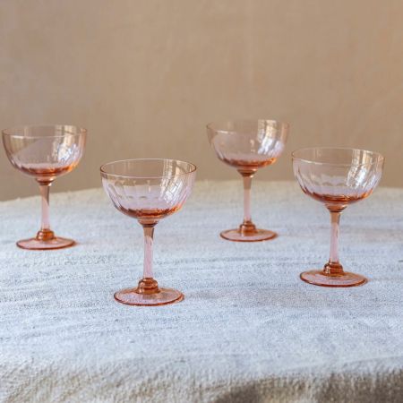 Set of Four Rose Crystal Champagne Saucers