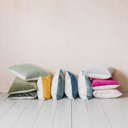 Rectangular Velvet and Linen Backed Cushions