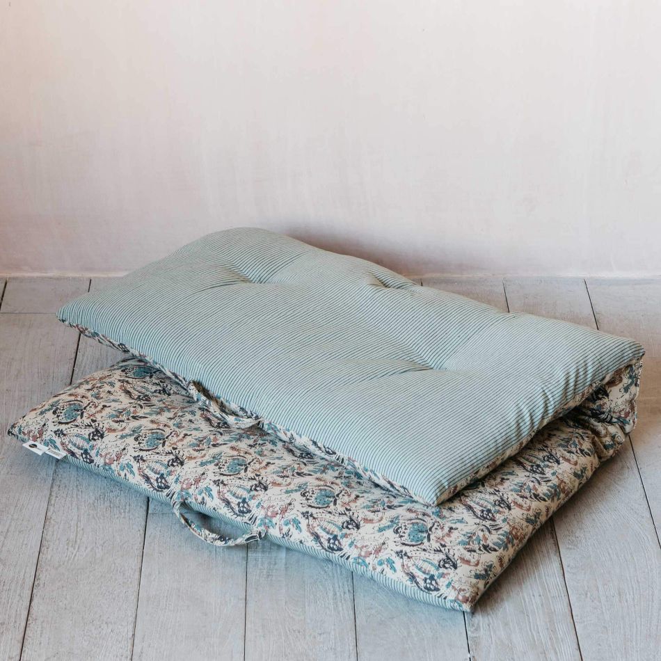 Blue Floral Printed Floor Cushion 80 x 120cm