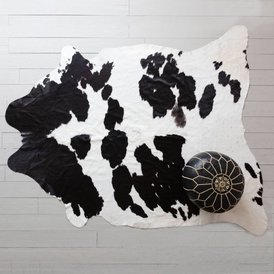 Large Black And White Cowhide Rug, Black And White Cowhide Rug