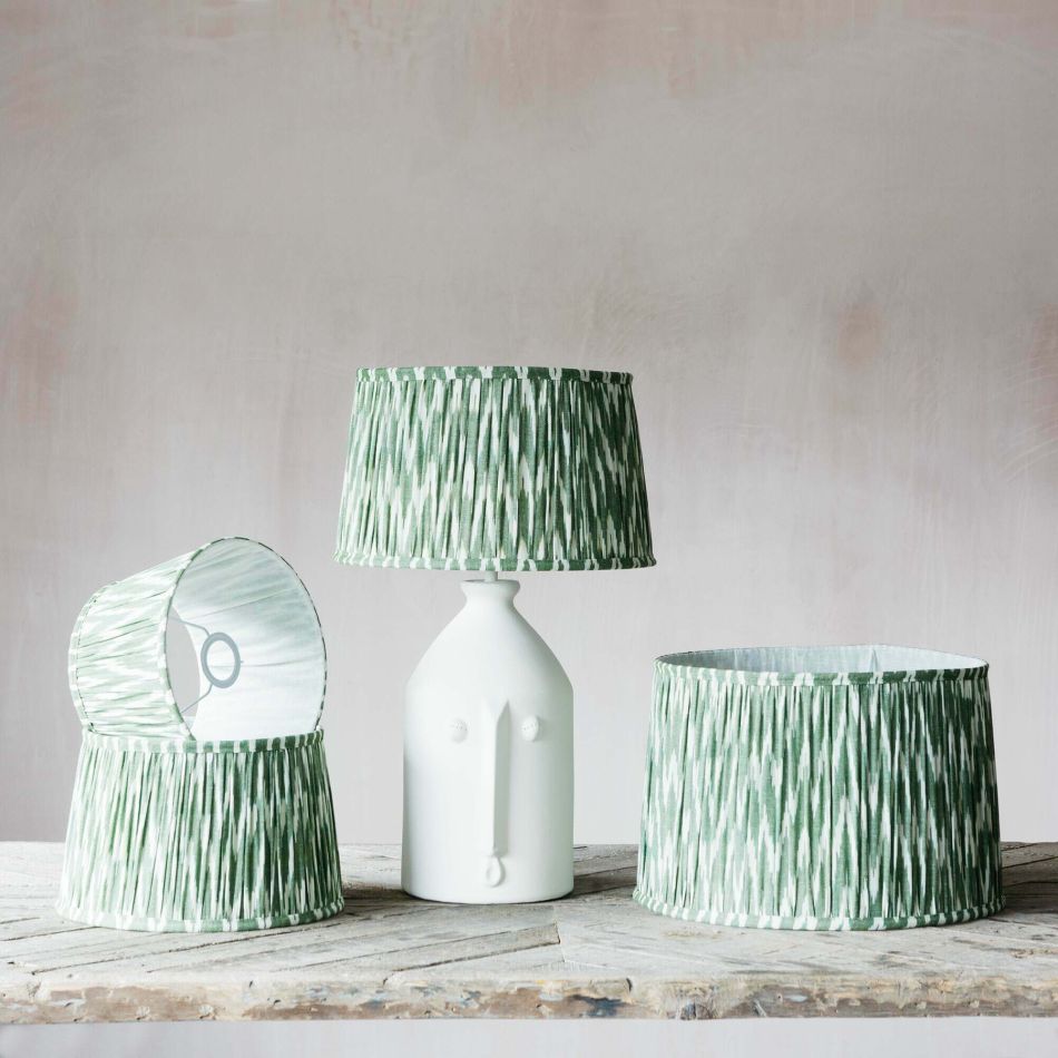 Olive Green Pleated Ikat Lamp Shades