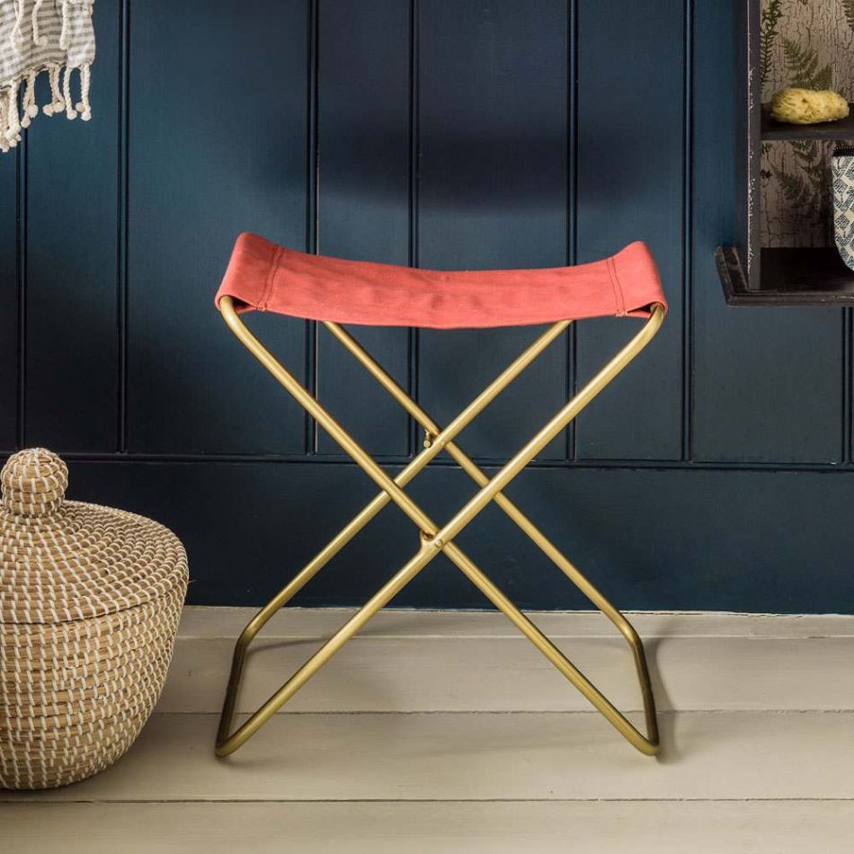 Iron And Canvas Red Stool