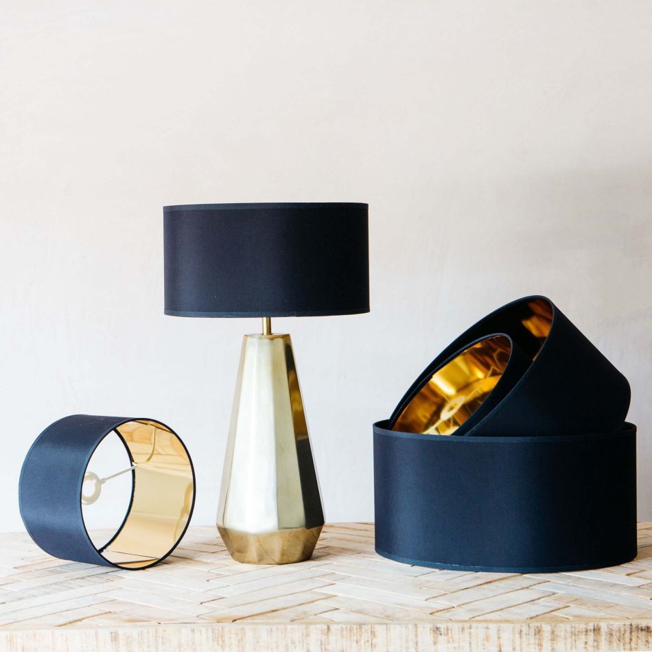 Black and Gold Cotton Lamp Shades
