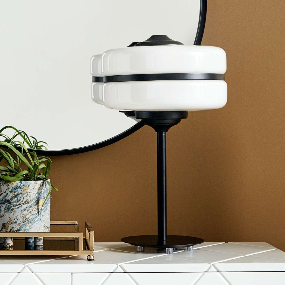 Black and White Glass Table Lamp