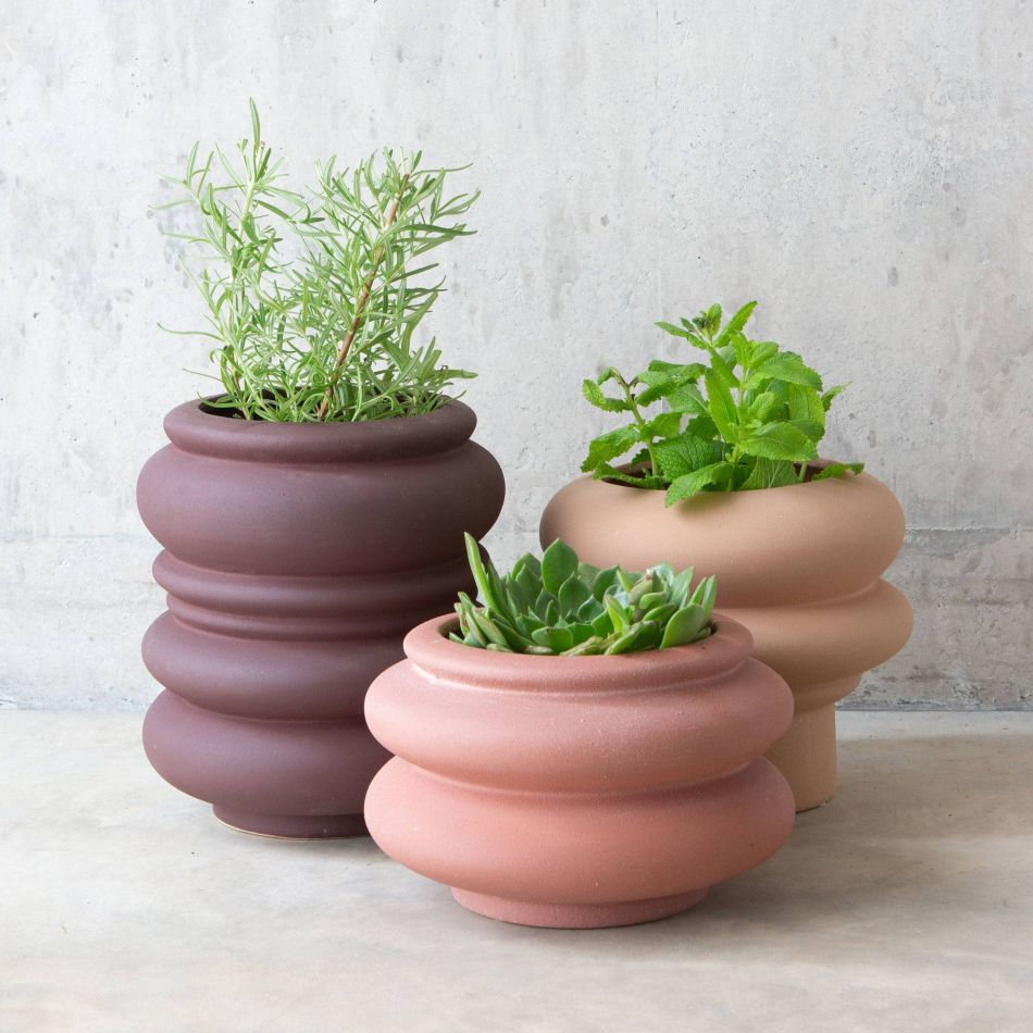 Curved Earthenware Planters