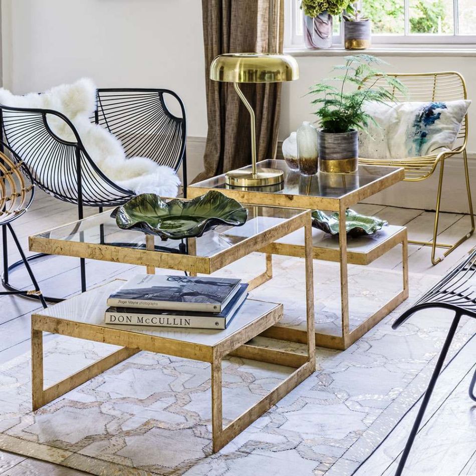 Estere Gold and Marble Side Table