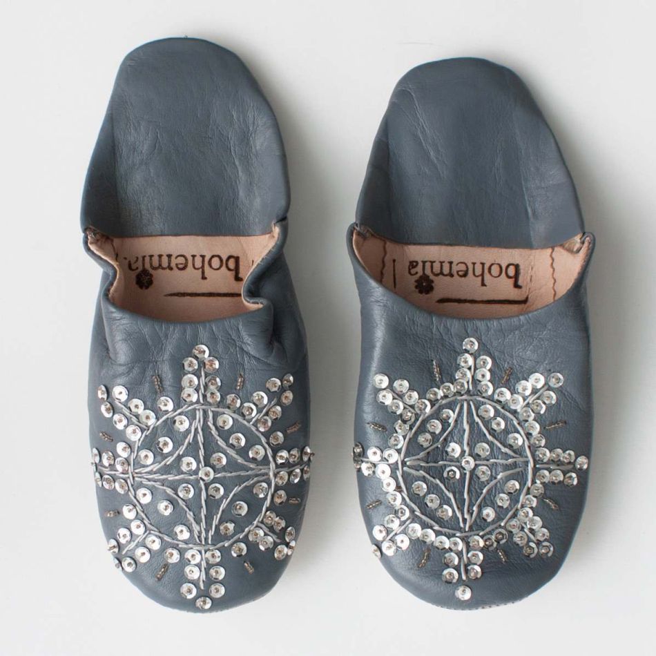 Sequin Slate Grey Babouches