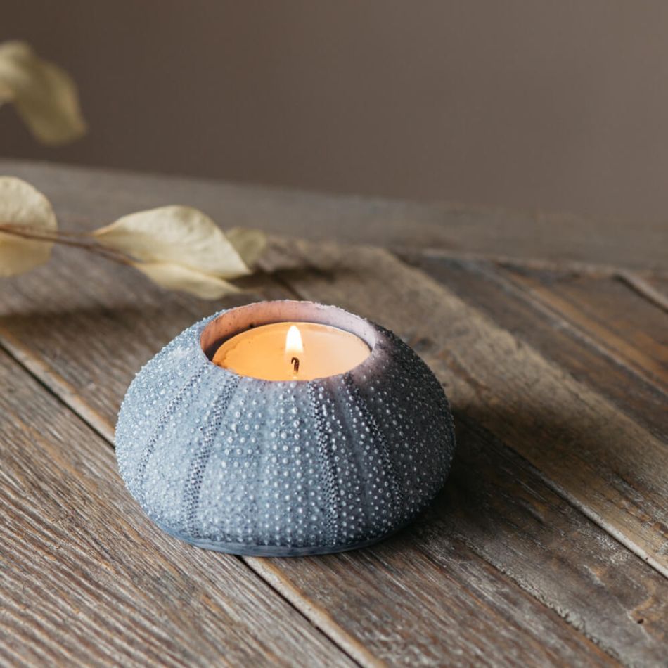 Blue Urchin Candle Holder
