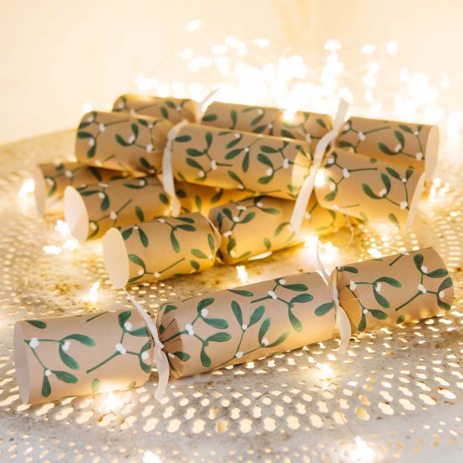 Set of Six Mistletoe Eco Crackers