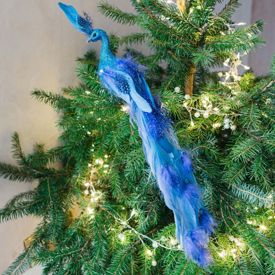 Blue Feather Bird Decoration