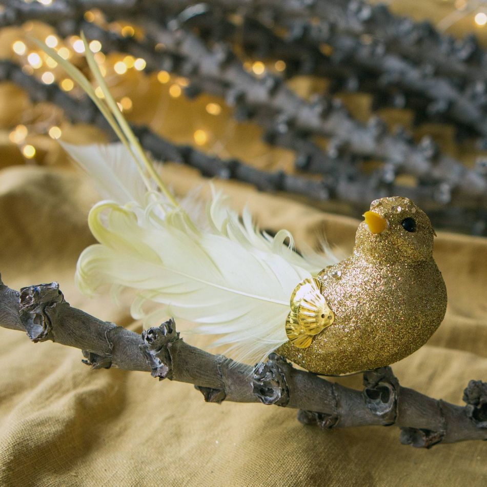 Gold Glitter Bird Decoration