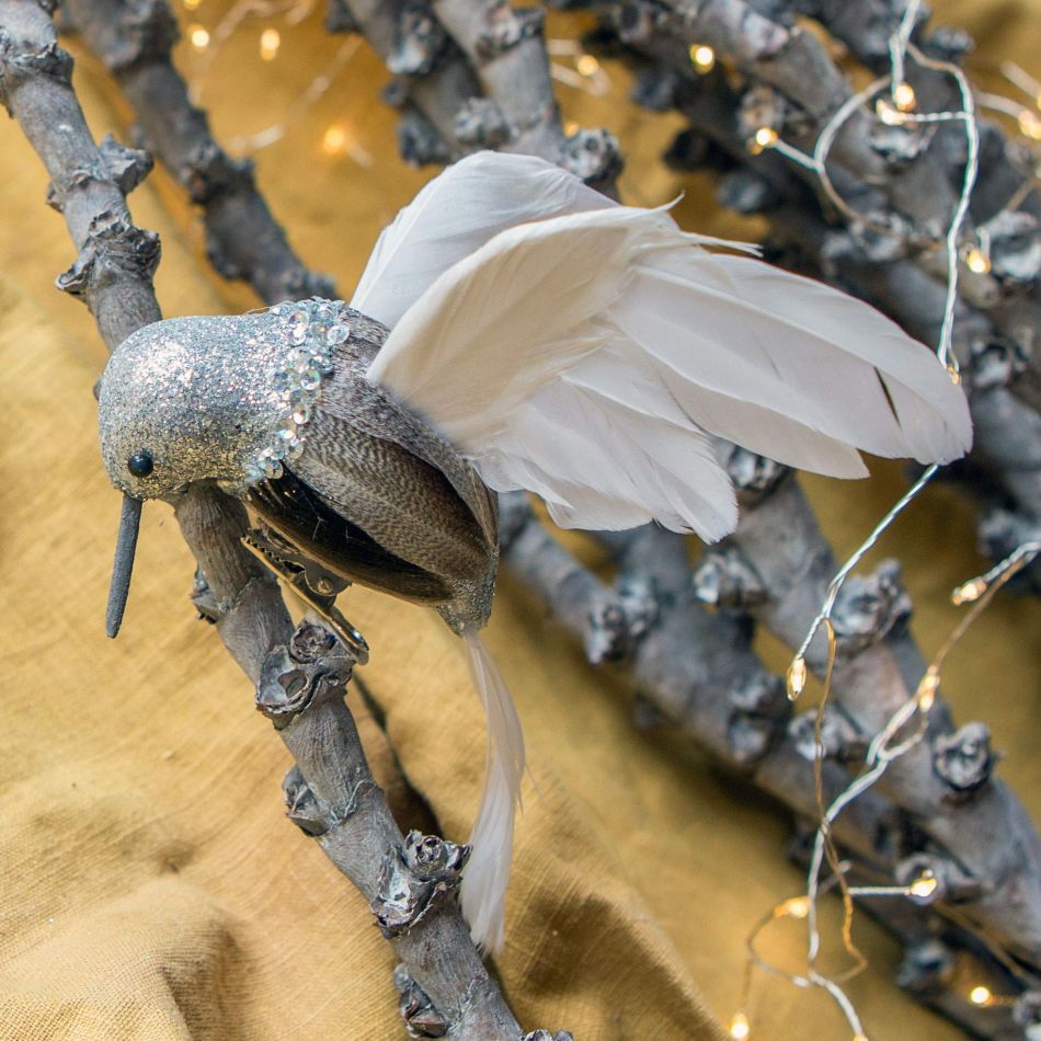Natural and Silver Hummingbird Decoration