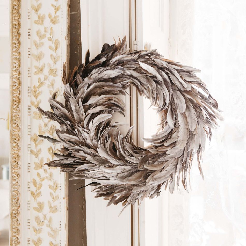 Silver Feather Wreath