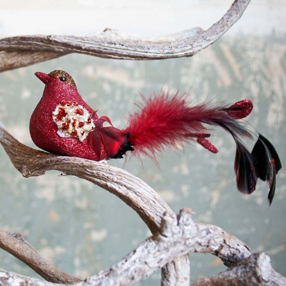 Red Feather Bird Clip