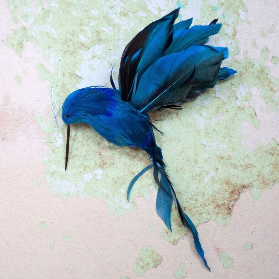 Blue Feather Hummingbird Clip
