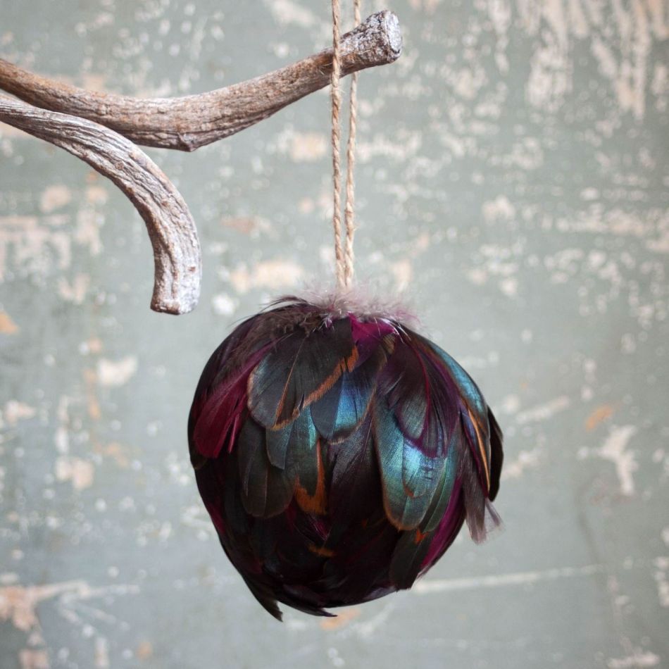 Coloured Feather Bauble