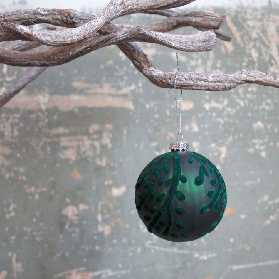 Green Flocked Bauble