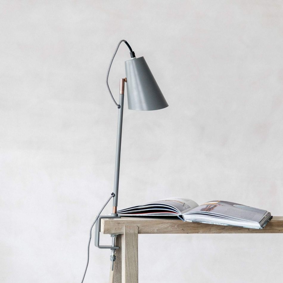 Grey Tabletop Clamp Lamp