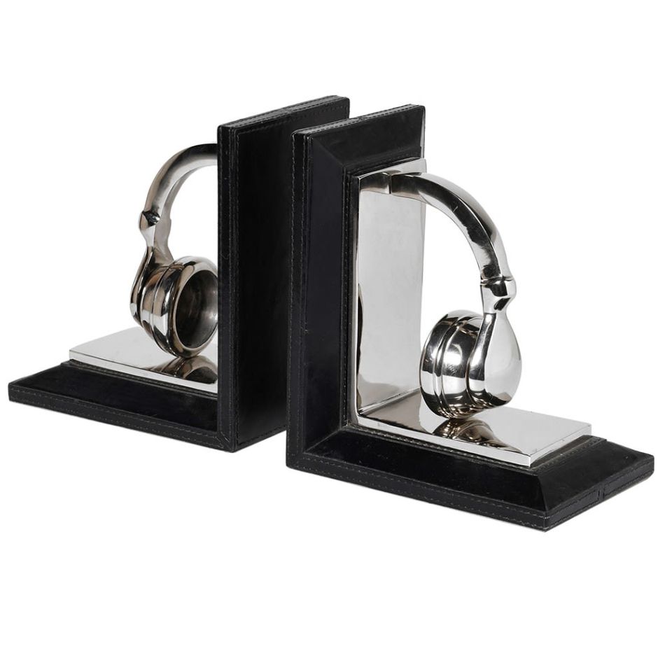Silver Headphone Bookends