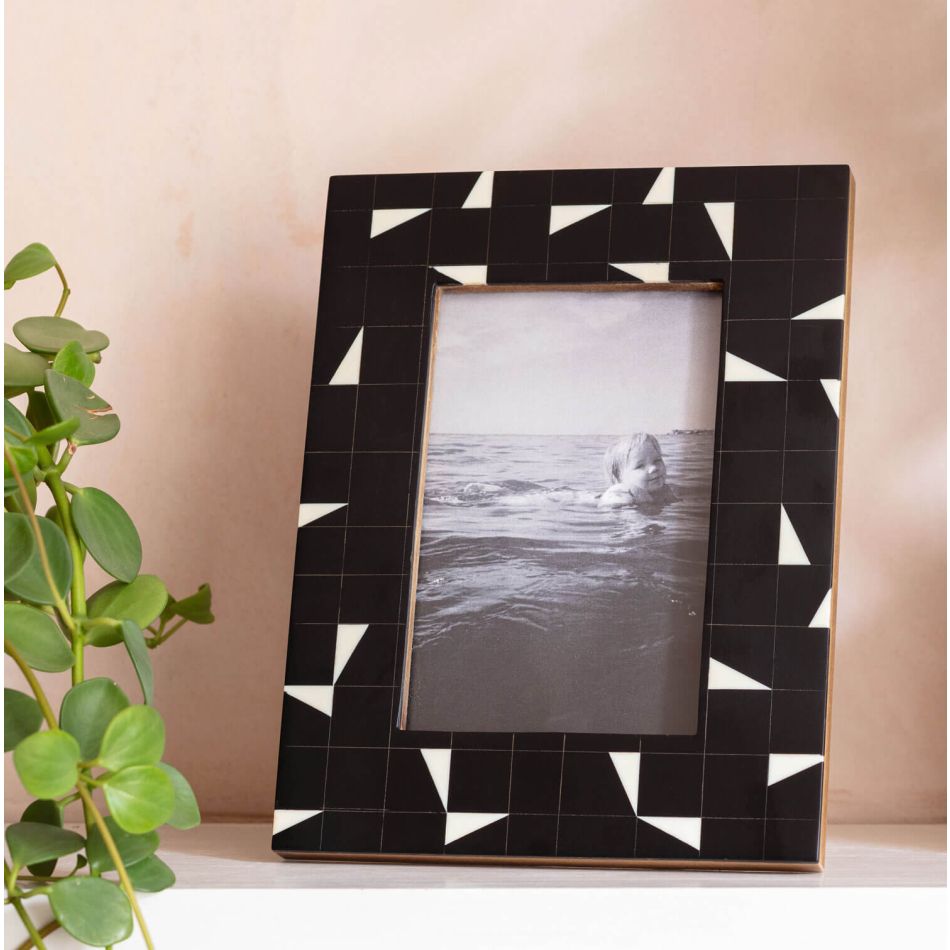 Black and White Geometric Tile Frame
