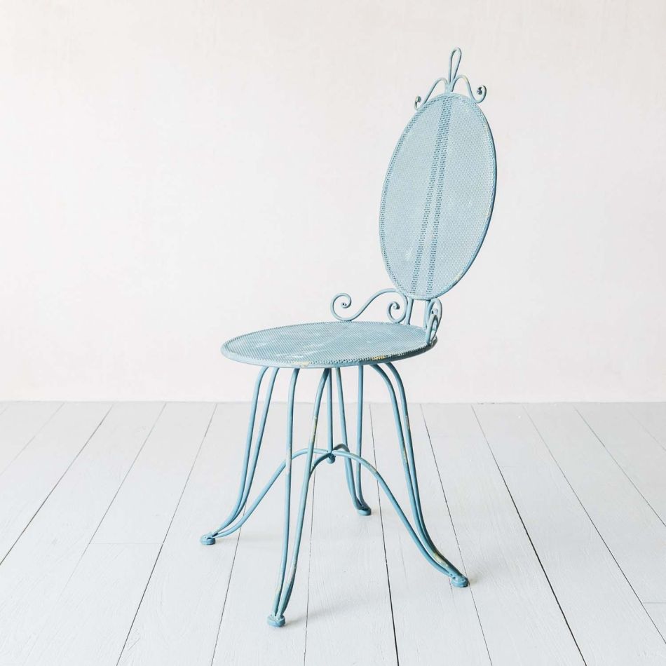Distressed Teal Iron Chair