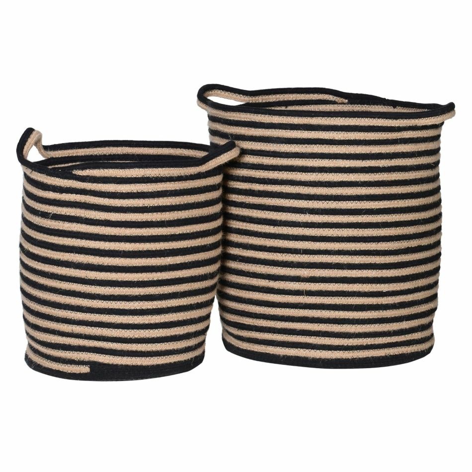 Set of Two Cotton Stripe Baskets