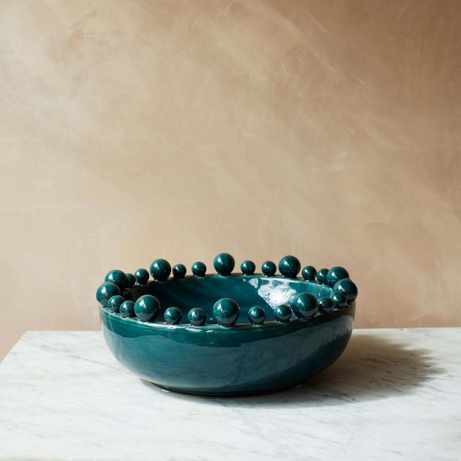 Teal Ceramic Splash Bowl