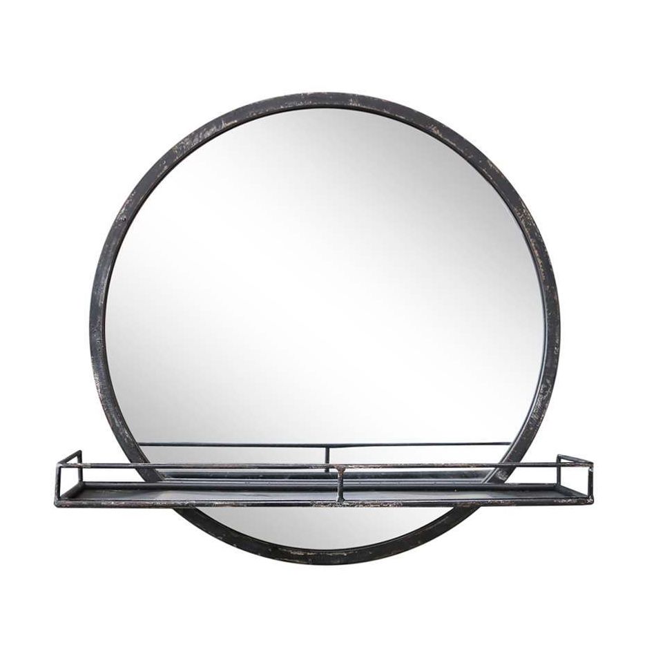 Round Mirror with Shelf