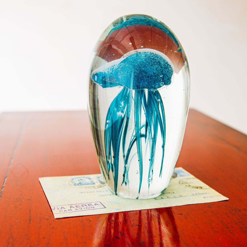 Large Blue Jellyfish Paperweight