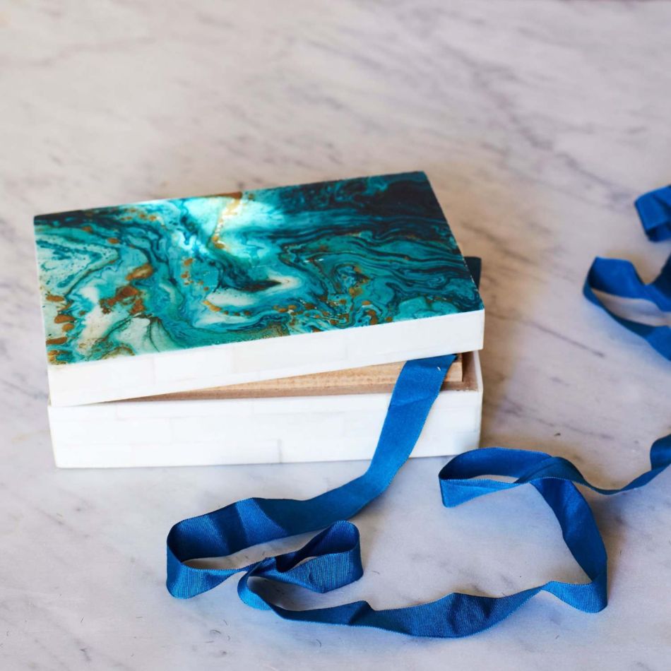 Turquoise Marble Print Box