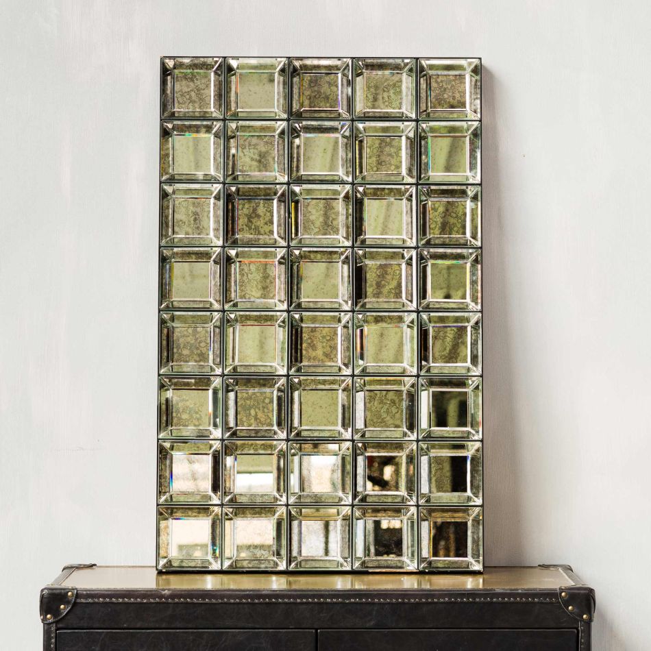 Antiqued Squares Mirror