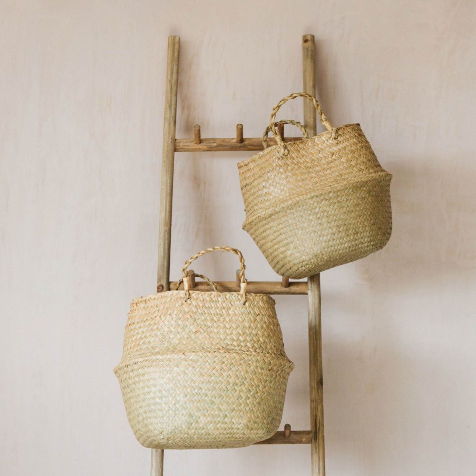 Set of Two Natural Grass Baskets