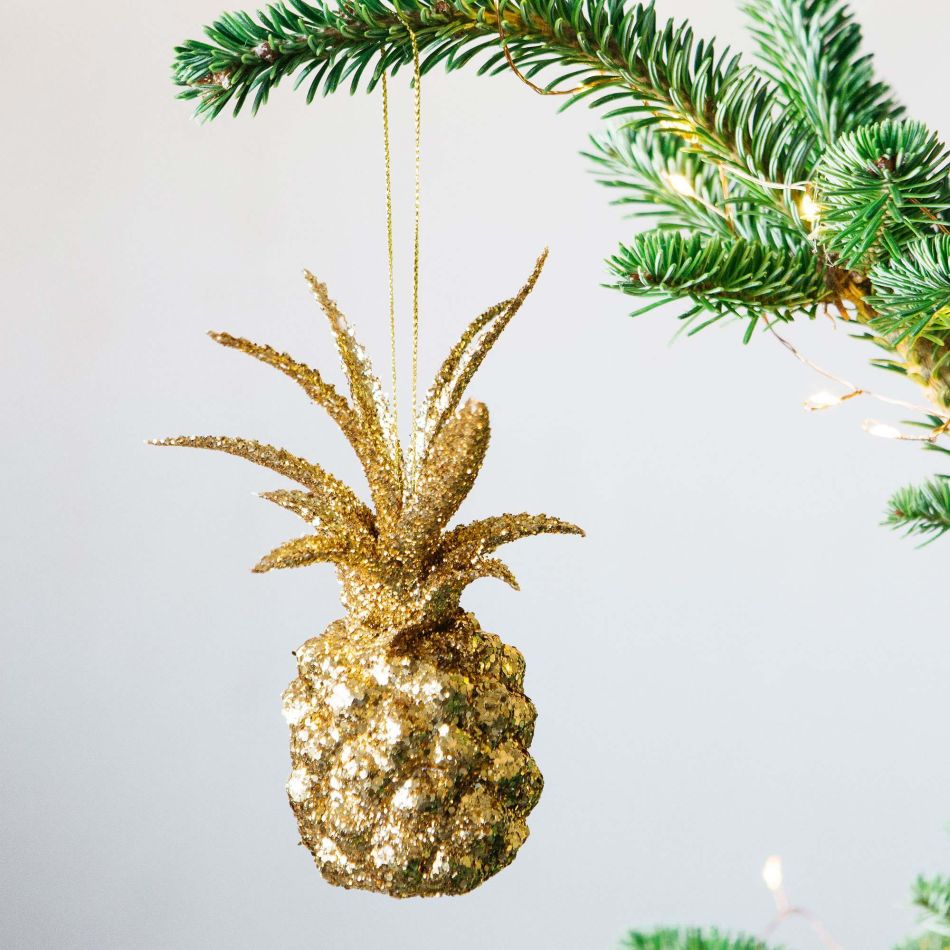 Gold Glitter Pineapple Christmas Tree Decoration
