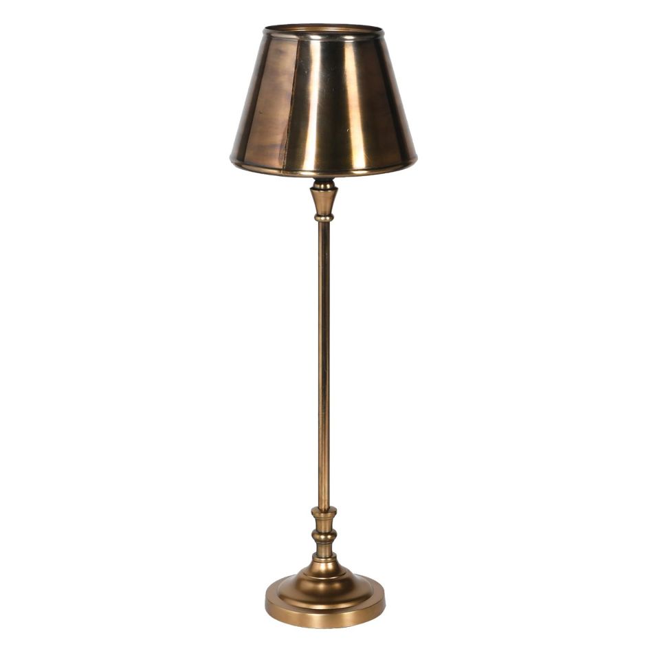 Slim Antique Brass Table Lamp with Shade