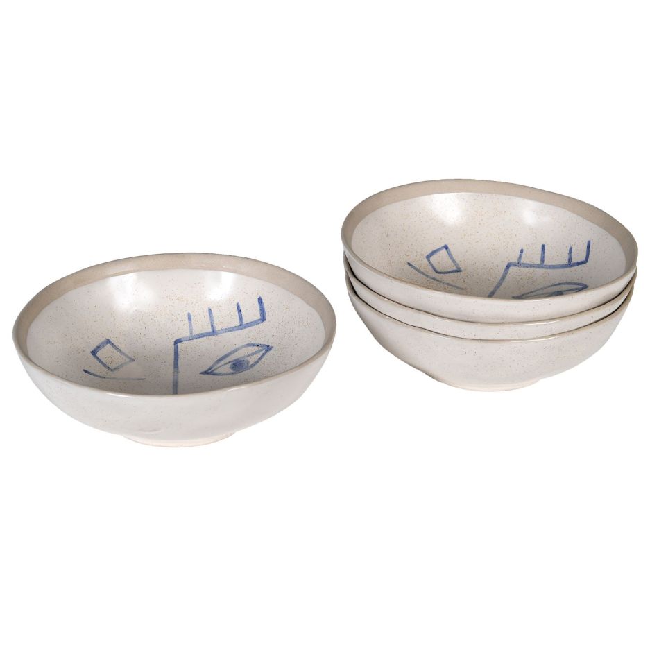Set of Four Abstract Face Bowls