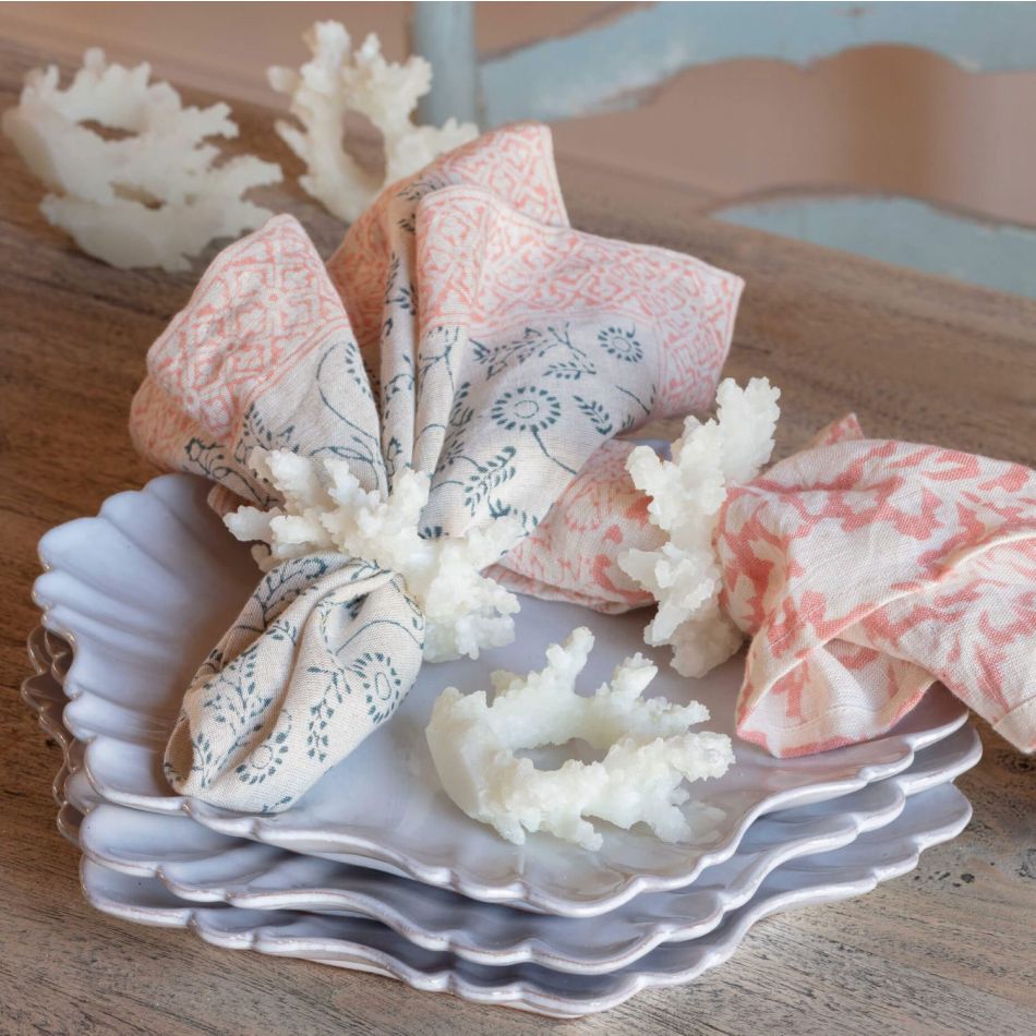 Set of Six Coral Napkin Rings