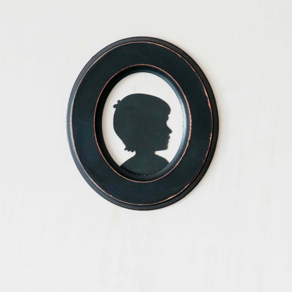 Framed Antiqued Boy Silhouette