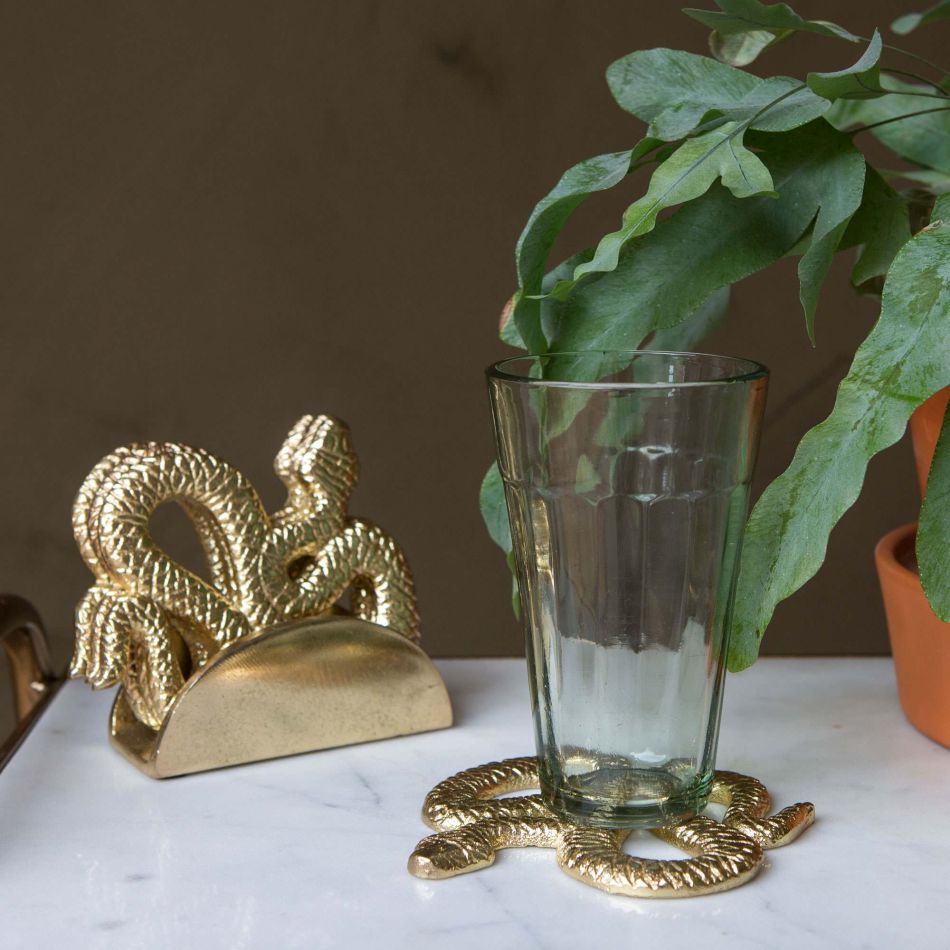 Set of Four Brass Snake Coasters